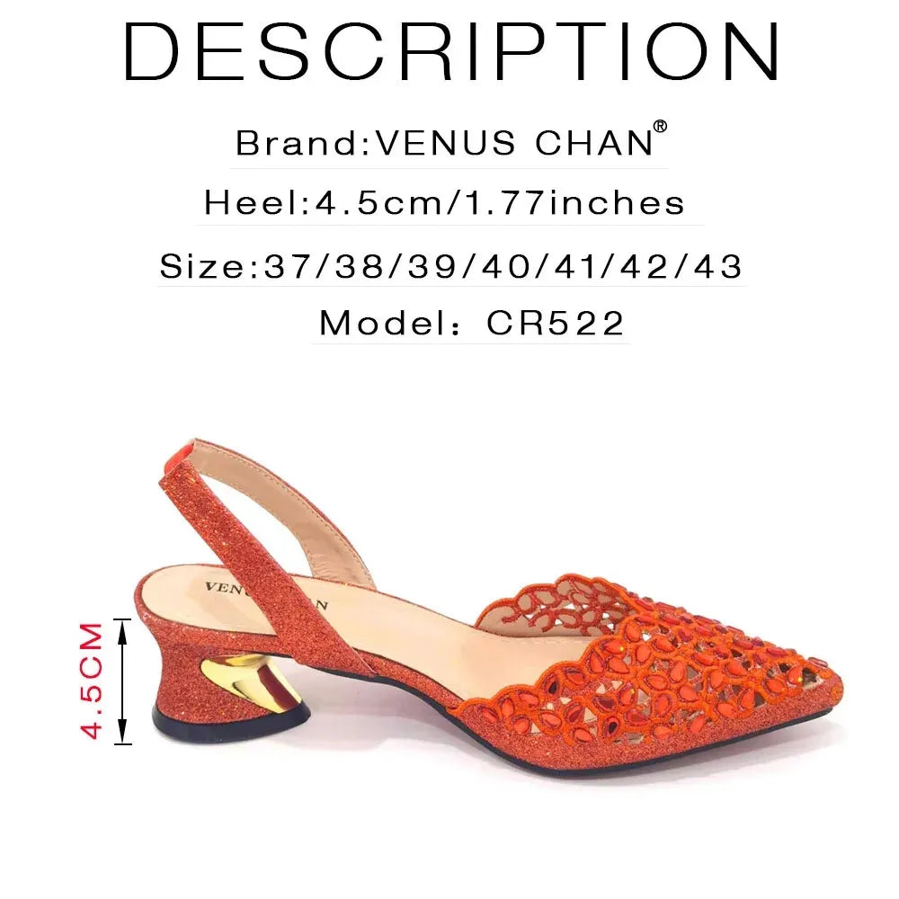 Ladies Italian High Heel and Bag Set Golden Color Italian Shoe with Matching Bag Set 2024 Nigerian Shoes and Bag Set for Party