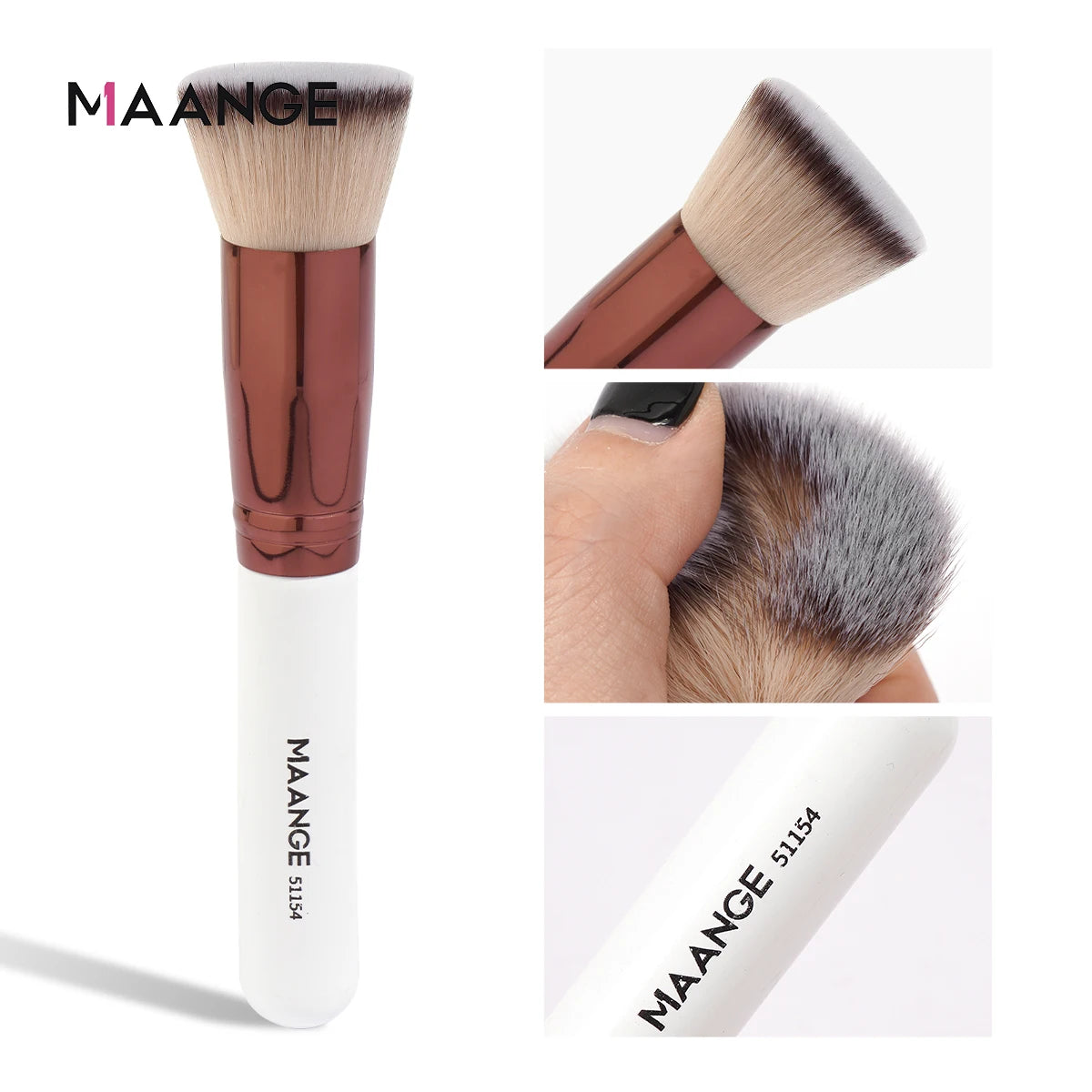 MAANGE 4Pcs Makeup Brushes with Case Foundation Concealer Powder Makeup Brush Soft Dense Bristles Big Cosmetic Brushes Beauty