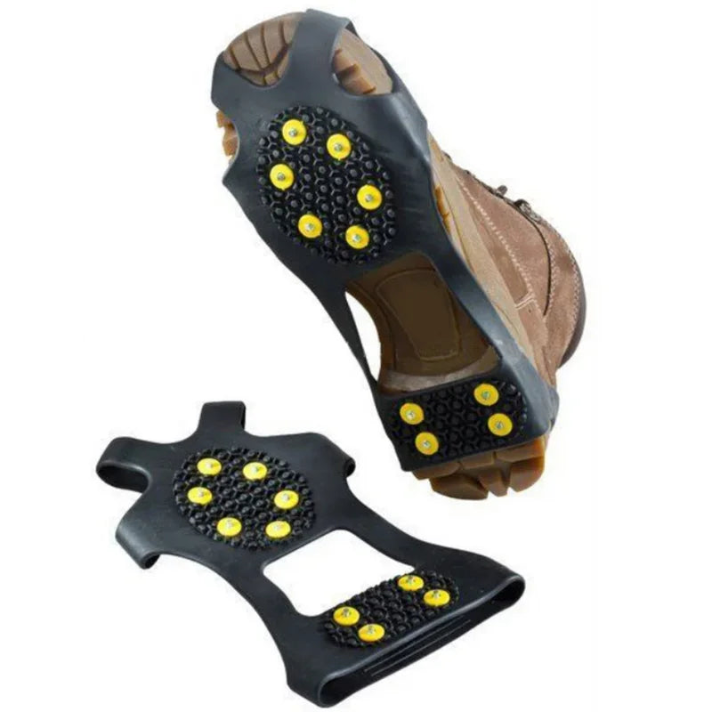 10 Studs Anti-Skid Snow Ice Gripper Climbing Shoe Spikes Grips Cleats Overshoes Crampons Spike Shoes Outdoor Mountaineering