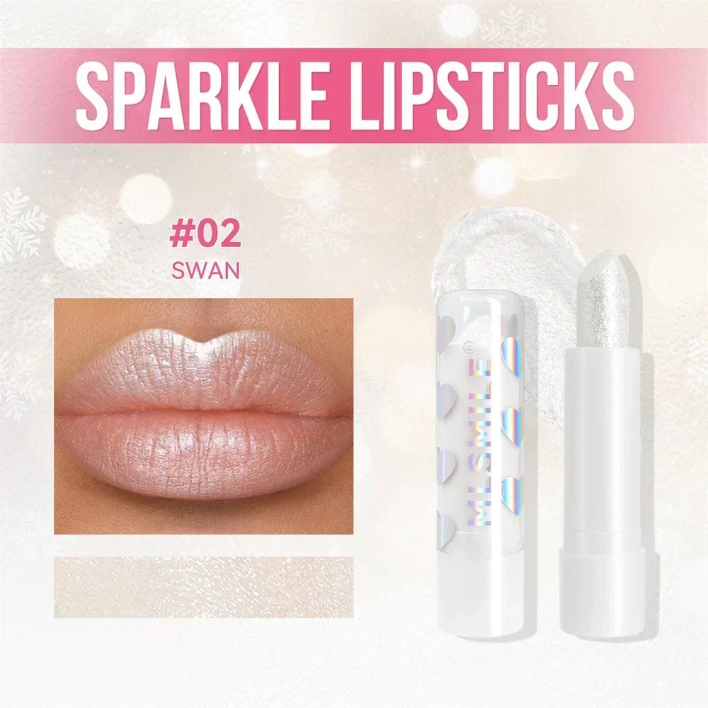Diamond Metallic Pearlescent Lipstick Shiny Non-stick Cup Matte Velvet Waterproof Lip Stick Sexy Red White Lips Makeup Cosmetics