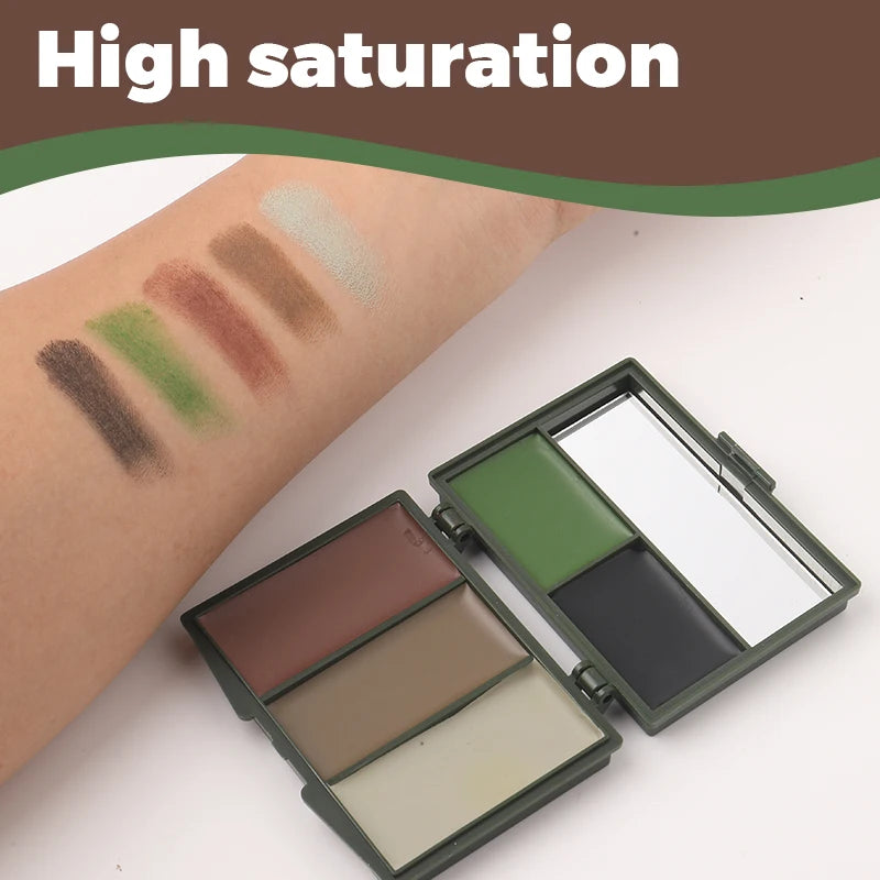 5-Color Camouflage, Face Painting, Camouflage Topcoat, Camouflage Theme Party Baseball Football Role-Playing, Real Camouflage Makeup Oil for Camouflage and Mixing