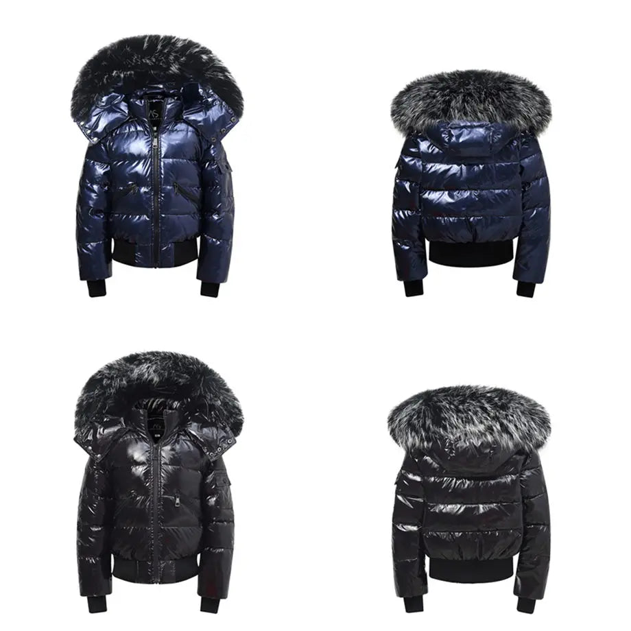 AS Winter kids Down Jackets bomber design coats with nature fur