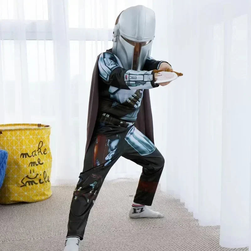 Costume de cosplay d'armure de chasseur de rebond de film, masque de héros souriant, combinaison d'Halloween, habillage, costume