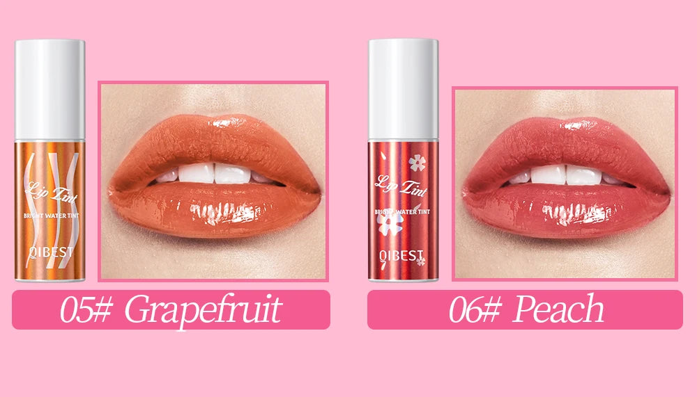 QIBEST Mirror Lip Glaze Water Lipgloss Sexy Red Lip Tint Liquid Lipstick Long-lasting Moisturizing Natural Beauty Lips Cosmetics
