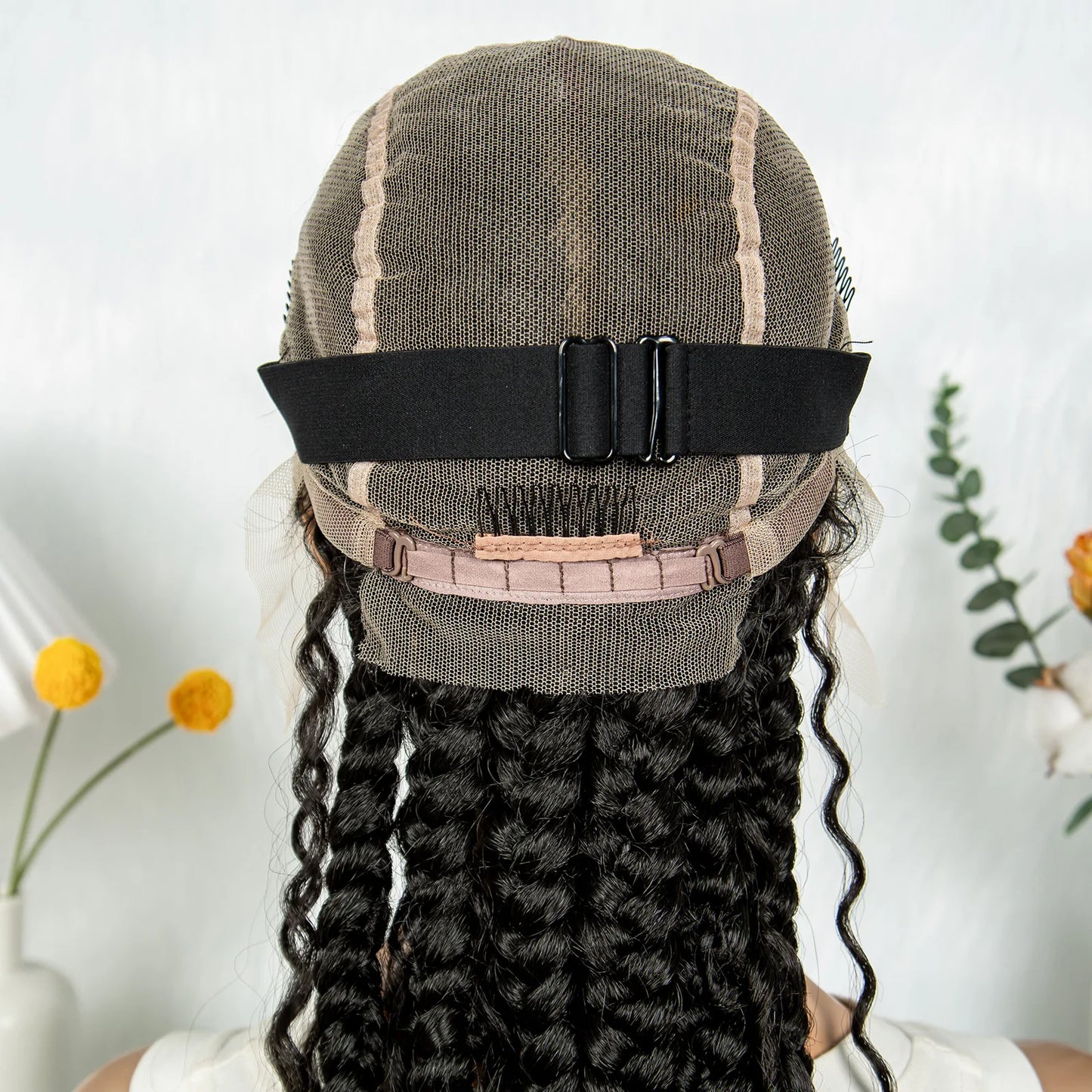 Cornrow Braided Wigs with Curly Ends Knotless Lace Frontal Braids Wig Synthetic Full Lace Braided Wigs with Baby Hair for Women