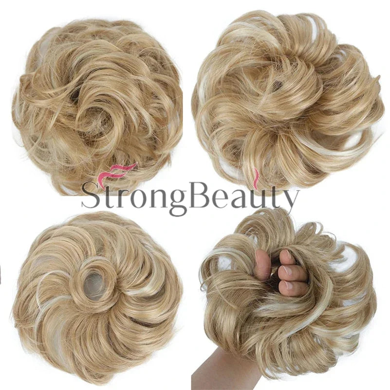 Synthetic Messy hair piece Daily Use Donut Chignon Scrunchies Fake Elastic Hairpiece Blonde Brown Bun For Women