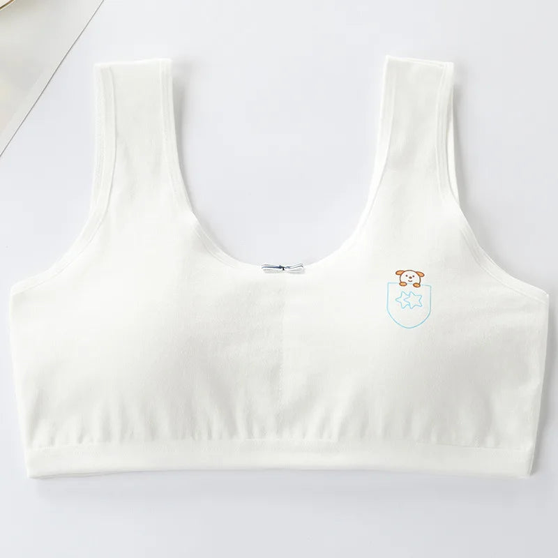 Underwear for Female Primary School Students 8-9-12-16 Years Old Small Vest Cotton Girl Junior High School Student Anti-Bump Bra