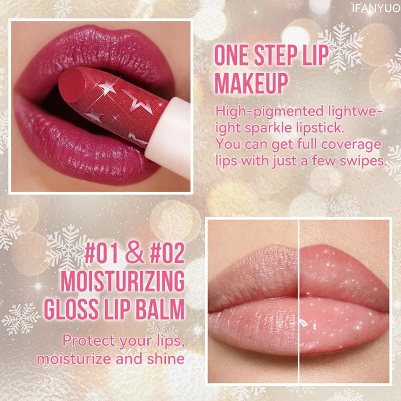 Diamond Metallic Pearlescent Lipstick Shiny Non-stick Cup Matte Velvet Waterproof Lip Stick Sexy Red White Lips Makeup Cosmetics