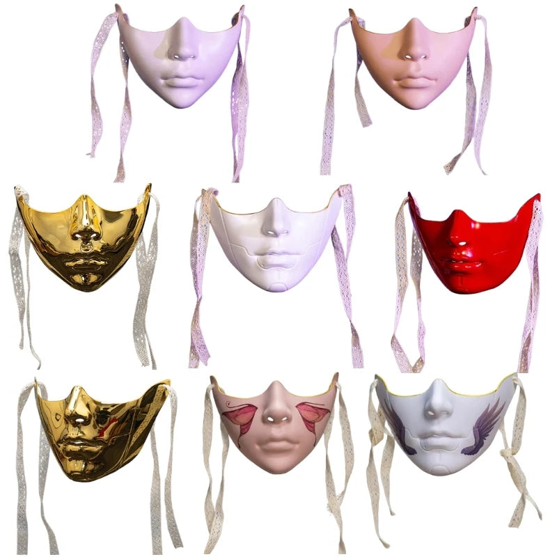 8 Styles Masquerade Beauty Mask Halloween Costume Accessories Women Aesthetics Mask Party Cosplay Prop Half Face Cover for Adult
