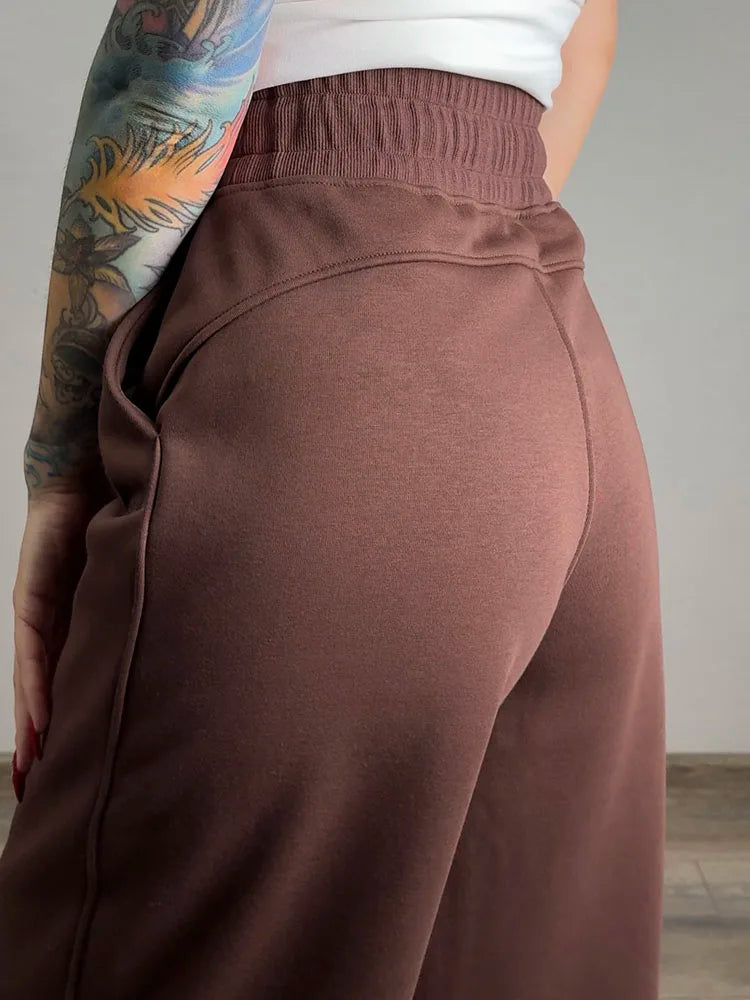 Women Tracksuits Winter Fleece Sweatsuit Brown Warm Crop Zipper Hoodies And Sweatpants Set For Women 2 Piece Velvet Pants Sets