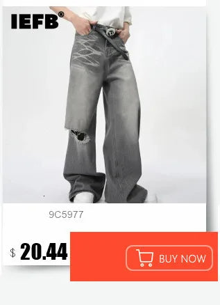 IEFB Summer Men's Denim Pants Old Blue Washed Male Jeans Straight Casual Menwear Loose Wide Leg Trousers New Fashion 9C354