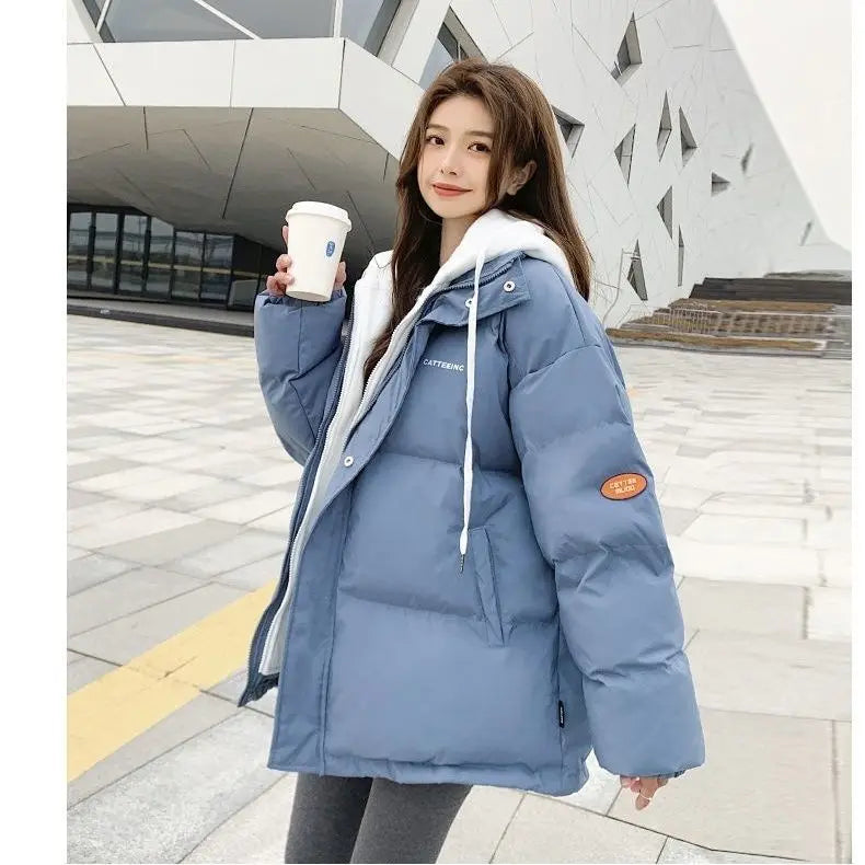 Couple style cotton coat Internet celebrity trend new fake two-piece cotton coat winter windproof warm cotton jacket