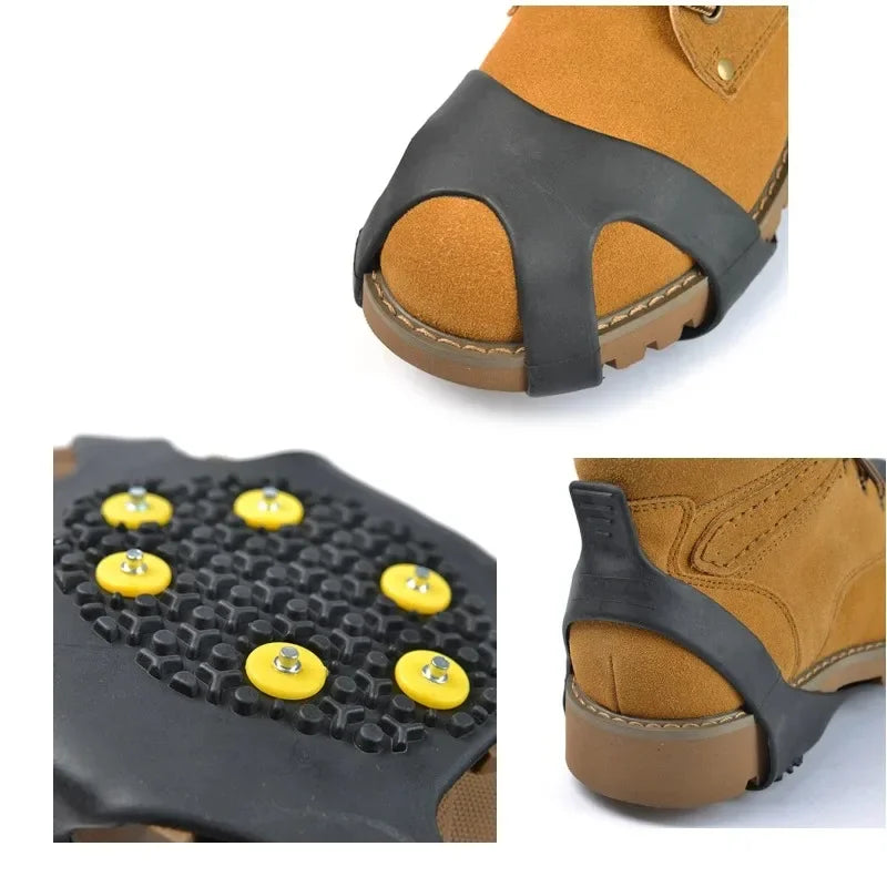 10 Studs Anti-Skid Snow Ice Gripper Climbing Shoe Spikes Grips Cleats Overshoes Crampons Spike Shoes Outdoor Mountaineering