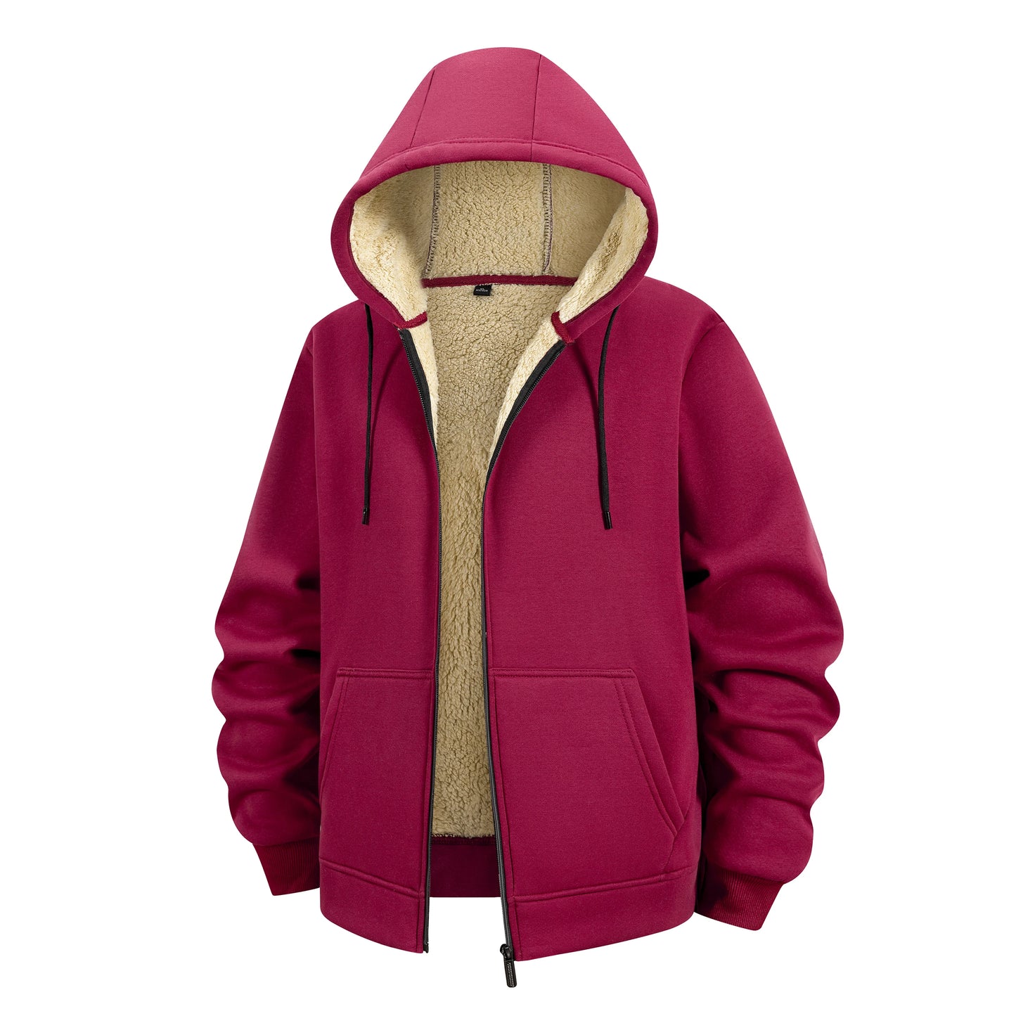 Winter Lambswool Coats Thicken Warm Jackets Long Sleeve Zipper Hoodies Casual Sports Fleece Black Coat Hooded Men Outdoor Jacket