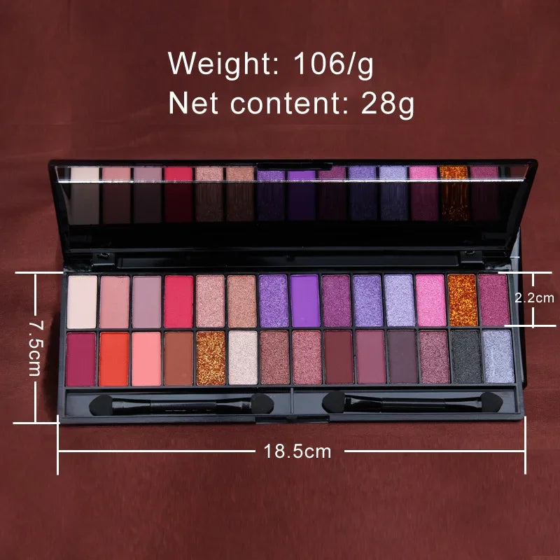 Cmaadu Makeup 28 Color Nude Eyeshadow Pallette Waterproof Eyeshadow Palette Lasting Make Up Brush Eye Shadow Palette Cosmetics