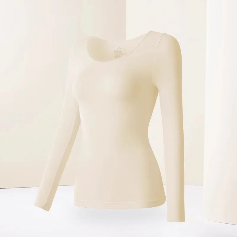 Winter Women Thermal Underwear Tops Keep Warm Long Sleeves Bottoming Shirt Pullover Elastic Female Basic Casual Thermal Tops
