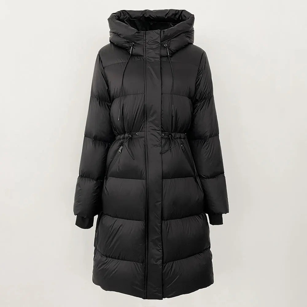 2024 Winter New  Casual Fashion Slim Warm Jacket Female White Duck Down Real Fox Fur Real Raccoon Fur Long Hooded Coat Women