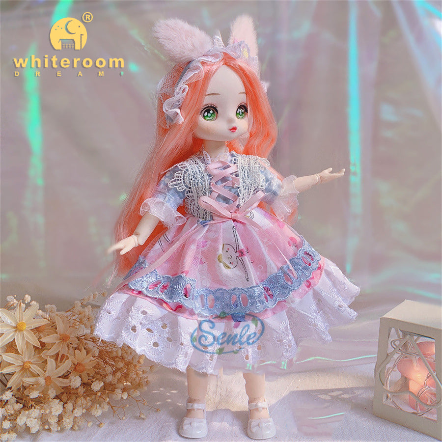 New 30cm BJD Doll High Beauty Asian Girl Toy For Chilren Retro Classic Wedding Dress Lolita Noble Rabbit Holiday Birthday Gift