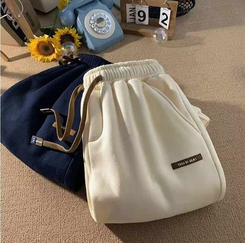 Fleece Sweatpants Women Winter Warm Casual Harem Pants Korean Fashion All Match Loose Thick Warm Trousers Female Autumn New