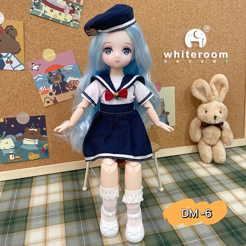 New 30cm BJD Doll High Beauty Asian Girl Toy For Chilren Retro Classic Wedding Dress Lolita Noble Rabbit Holiday Birthday Gift