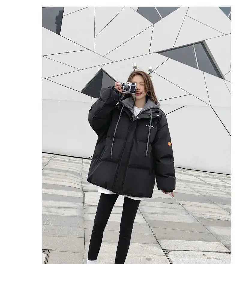 Couple style cotton coat Internet celebrity trend new fake two-piece cotton coat winter windproof warm cotton jacket