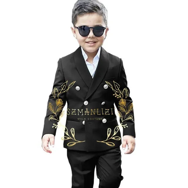 Suit For Boys Wedding Tuxedo 2 Piece Double Breasted Blazer Pants Suit Shawl Lapel Formal Jacket Customized 3-16 years old