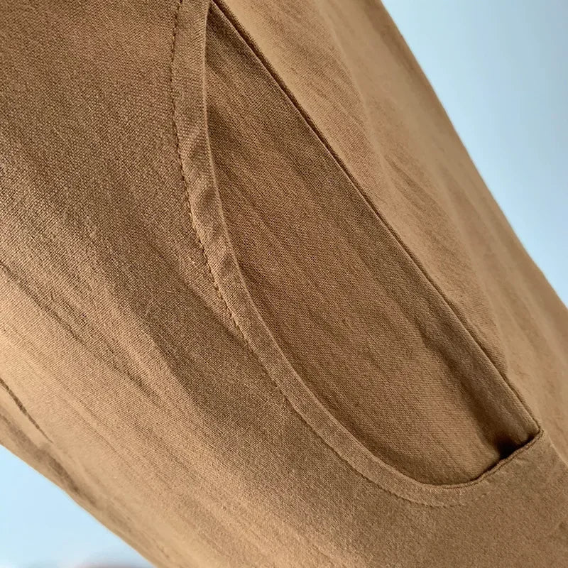 Spring Autumn Ladies Casual Cotton Linen Loose Slim Straight Leg Harem Pants Large Size Nine Points Seven Points Five Points