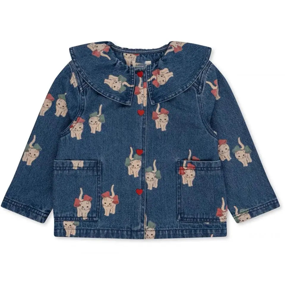 Spot 24 autumn/winter children's denim jacket pants set girls' denim overalls white shirt