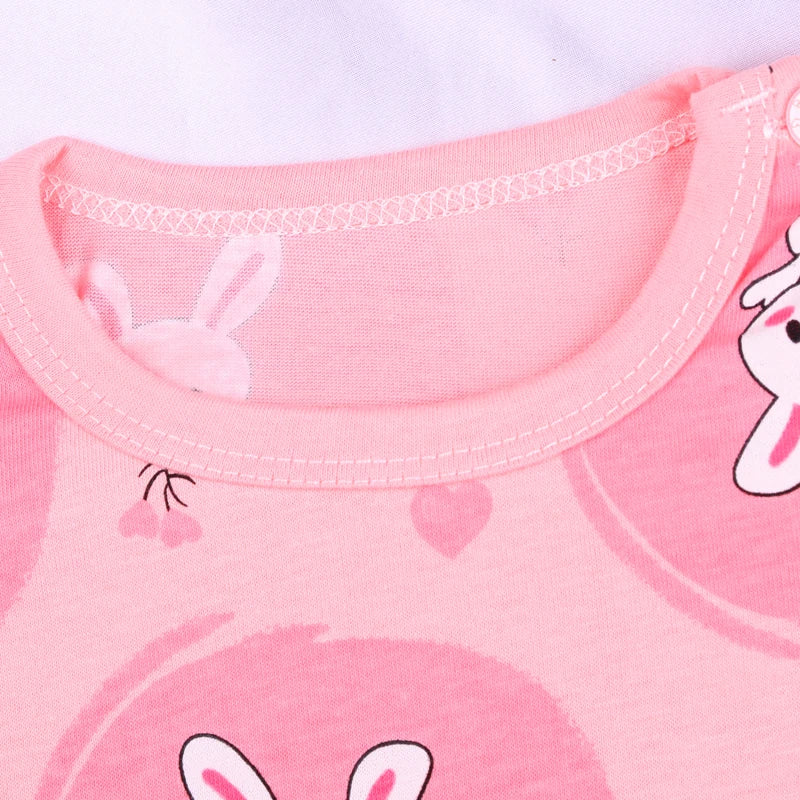Summer Baby Girl's Short Sleeved Suit Cartoon Rabbit Cotton Children Girls Sleepwear T-shirt+shorts 2Pcs Kids Sets Pyjamas  ﻿
