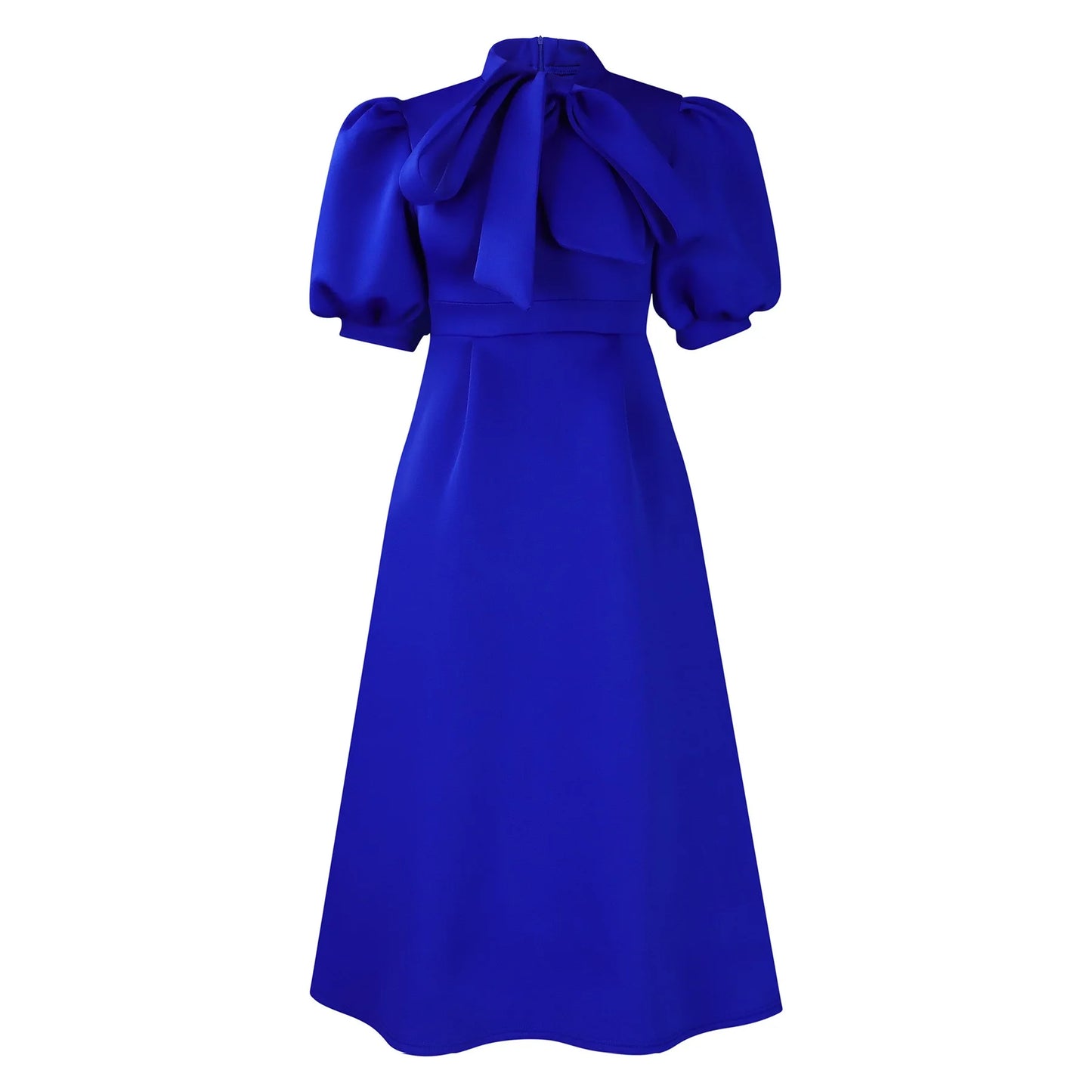 Elegant Party Dresses for Woman 2024 Luxury Bow Collar Short Sleeve High Waisted A Line Pleated Ankle Length Birthday Party Robe