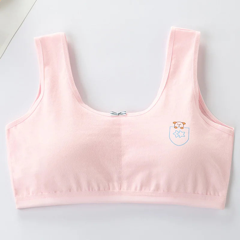 Underwear for Female Primary School Students 8-9-12-16 Years Old Small Vest Cotton Girl Junior High School Student Anti-Bump Bra