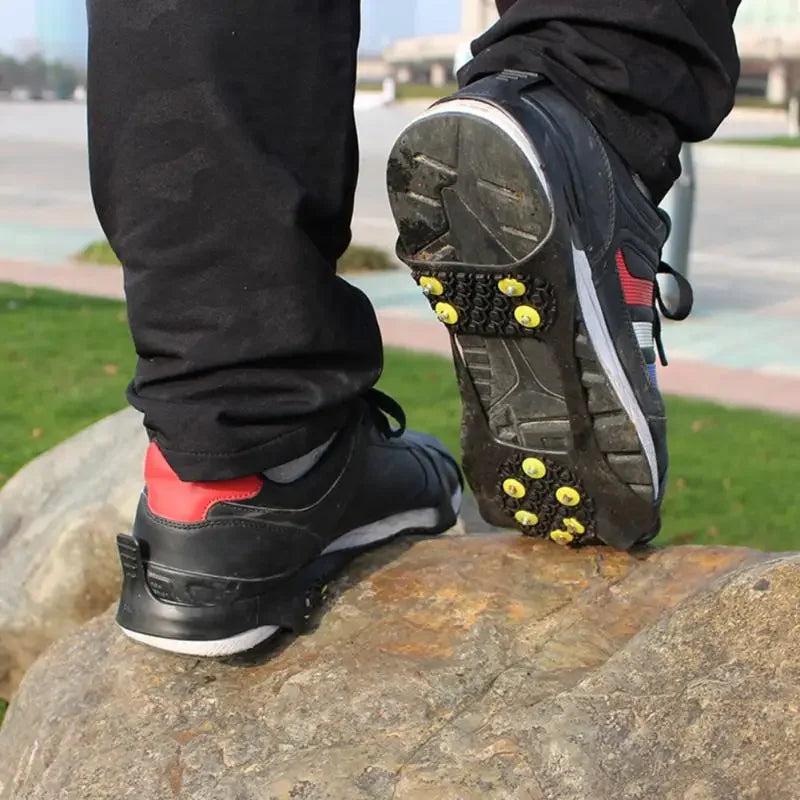 10 Studs Anti-Skid Snow Ice Gripper Climbing Shoe Spikes Grips Cleats Overshoes Crampons Spike Shoes Outdoor Mountaineering