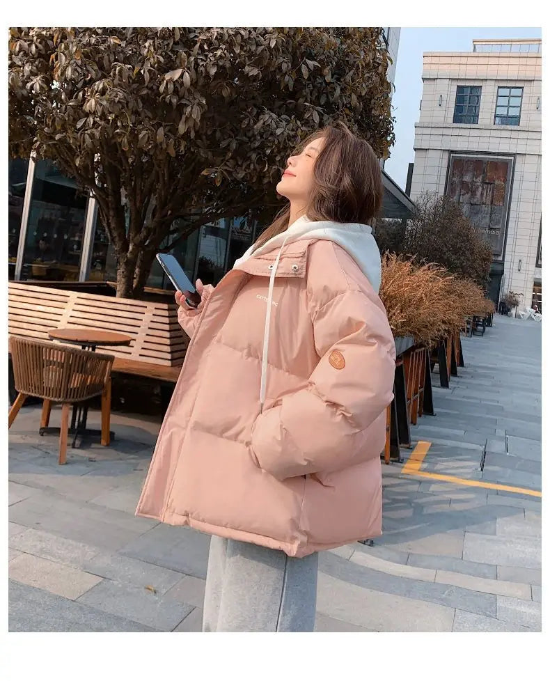 Couple style cotton coat Internet celebrity trend new fake two-piece cotton coat winter windproof warm cotton jacket