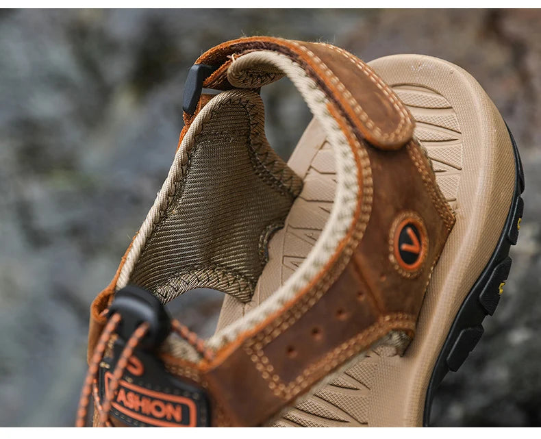 Leather Men Sandals Summer Shoes 2023 New Plus Size Mens Sandals Fashion Casual Outdoor Beach Slippers Breathable Wading Shoes