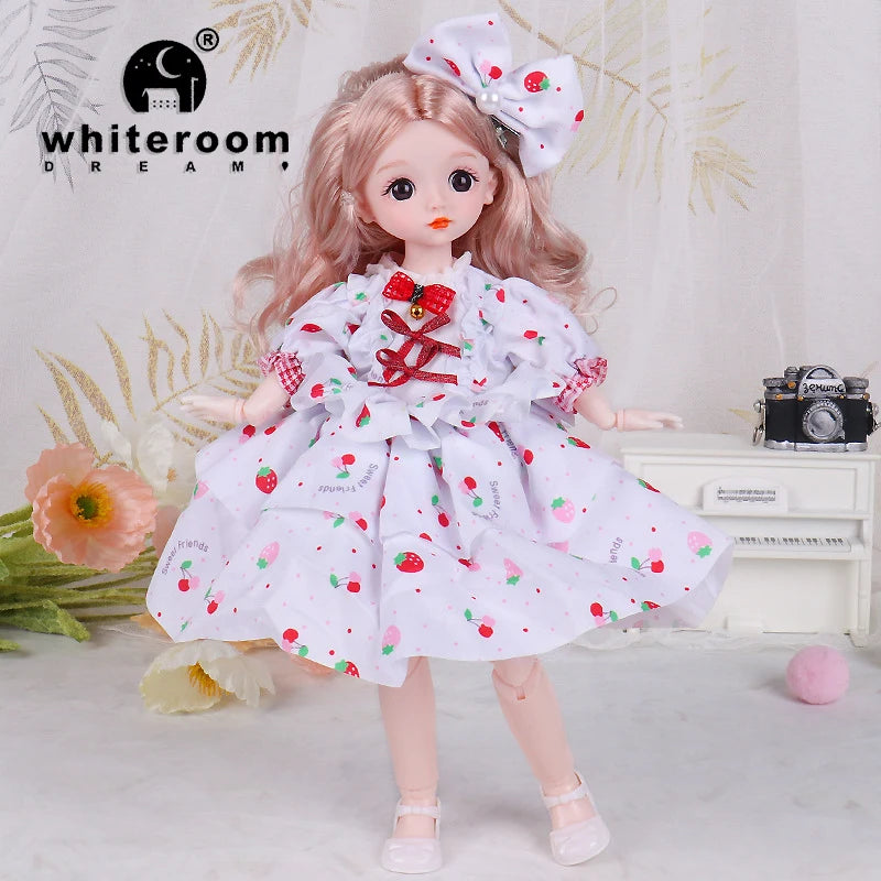 New 30cm BJD Doll High Beauty Asian Girl Toy For Chilren Retro Classic Wedding Dress Lolita Noble Rabbit Holiday Birthday Gift