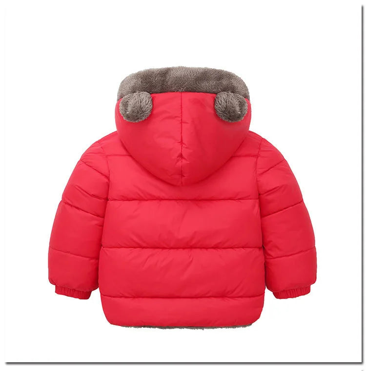 Winter Boys Girls Down Coats Kids Plush Velvet Jackets Children Thick Hooded Outerwear Baby Toddler Autumn Winter Padded Clothes