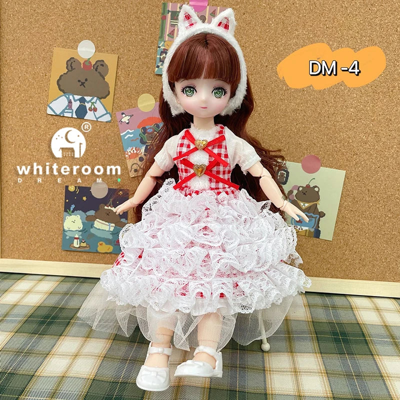 New 30cm BJD Doll High Beauty Asian Girl Toy For Chilren Retro Classic Wedding Dress Lolita Noble Rabbit Holiday Birthday Gift