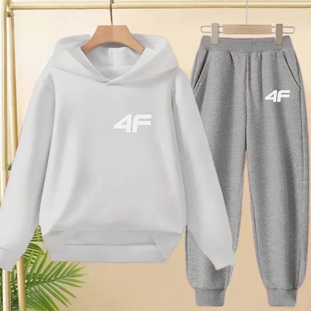 2026 Children's Adult Parent-Child Sportswear Set Boys and Girls Cartoon Print Hoodies and Pants Two-Piece Set Children's Fashio