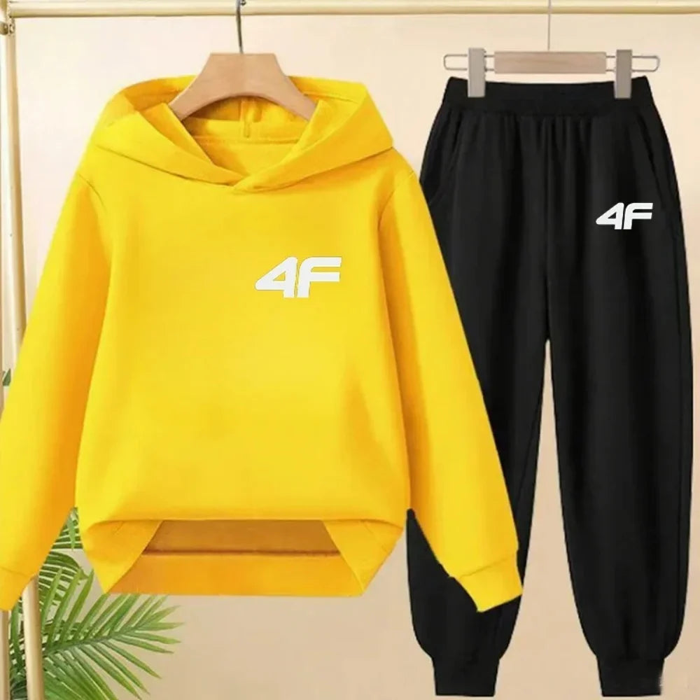 2026 Children's Adult Parent-Child Sportswear Set Boys and Girls Cartoon Print Hoodies and Pants Two-Piece Set Children's Fashio