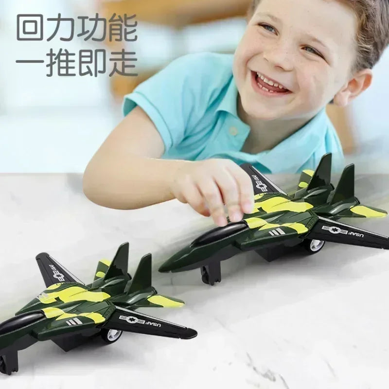 Pull Back Airplane Gifts Children's Pull Back Fighter Jet Model Toy Boy Camouflage Military Aircraft Lifelike Warplane Kids