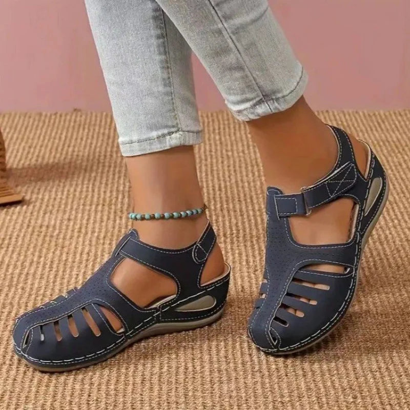 Women's Adjustable Strap Summer Sandals - Breathable Open-Toe Casual Shoes with Cushioned Sole & Low-Profile Design