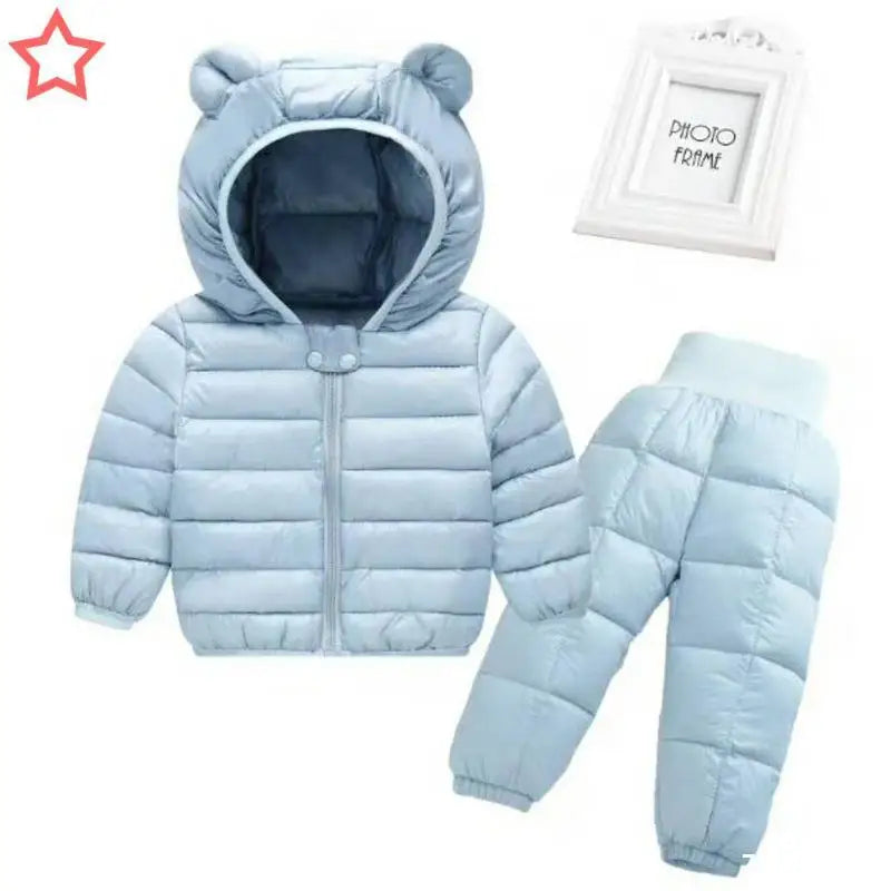 Kids Jackets+Pants Sets 2pcs Winter Autumn Boys Hooded Coat Warm Pants Girls Jacket Toddler Infant Clothes Suit Children Costume