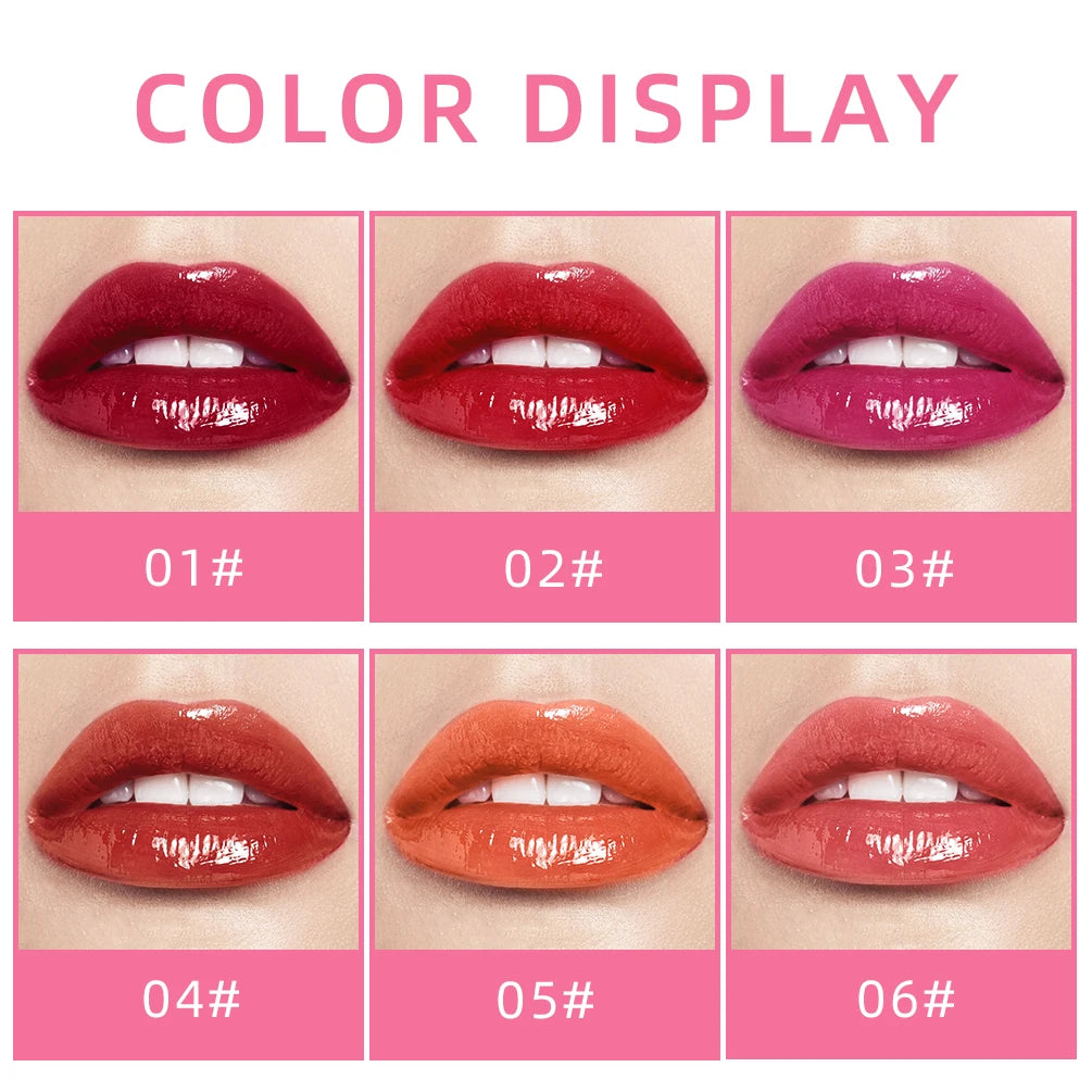 QIBEST Mirror Lip Glaze Water Lipgloss Sexy Red Lip Tint Liquid Lipstick Long-lasting Moisturizing Natural Beauty Lips Cosmetics
