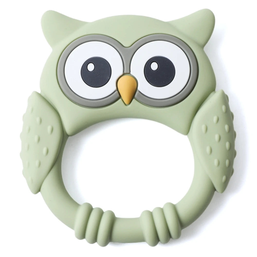 1pc Silicone Teether Baby 0-12 Toys Owl Silicone Cartoon Teether Food Grade Teething Toys for Toddlers Rattle Sensory Toys Gifts
