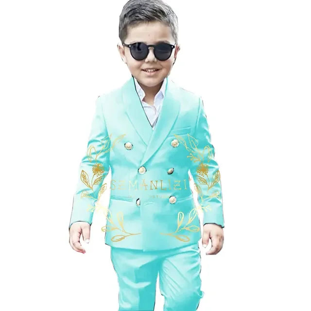 Suit For Boys Wedding Tuxedo 2 Piece Double Breasted Blazer Pants Suit Shawl Lapel Formal Jacket Customized 3-16 years old