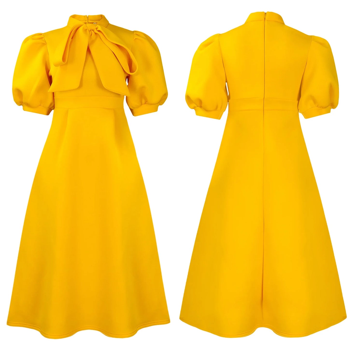 Elegant Party Dresses for Woman 2024 Luxury Bow Collar Short Sleeve High Waisted A Line Pleated Ankle Length Birthday Party Robe