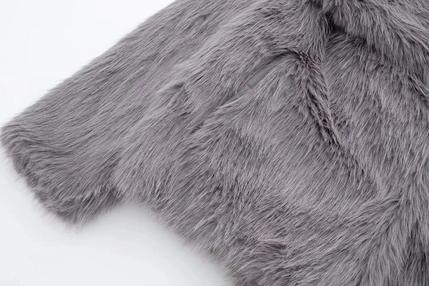 HH 2025 Winter Coats For Women Fashion New Faux Fur Long Sleeves Loose Coat Female Versatile High Street Women's Cardigan