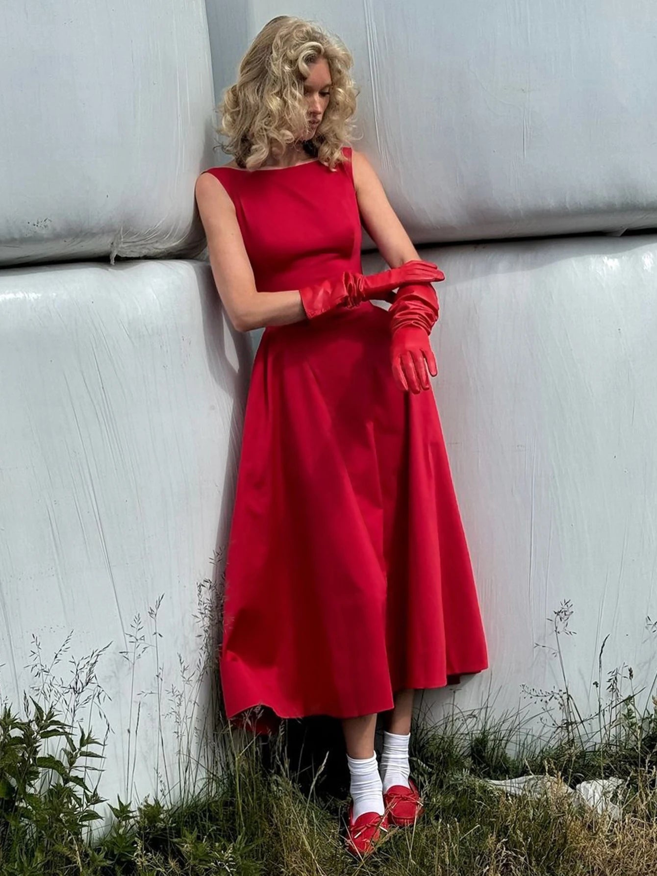 Dulzura O-Neck Sleeveless Zipper A-Line Midi Dress Solid Sexy Elegant Casual Outfit Party Club Streetwear Autumn Winter