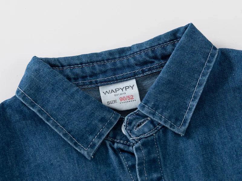 Fashion Jean Shirts for Baby Boys Children Spring Autumn Full Sleeve Denim Jackets Kids Lapel Shirt Coat 2 Colors Baby Clothes