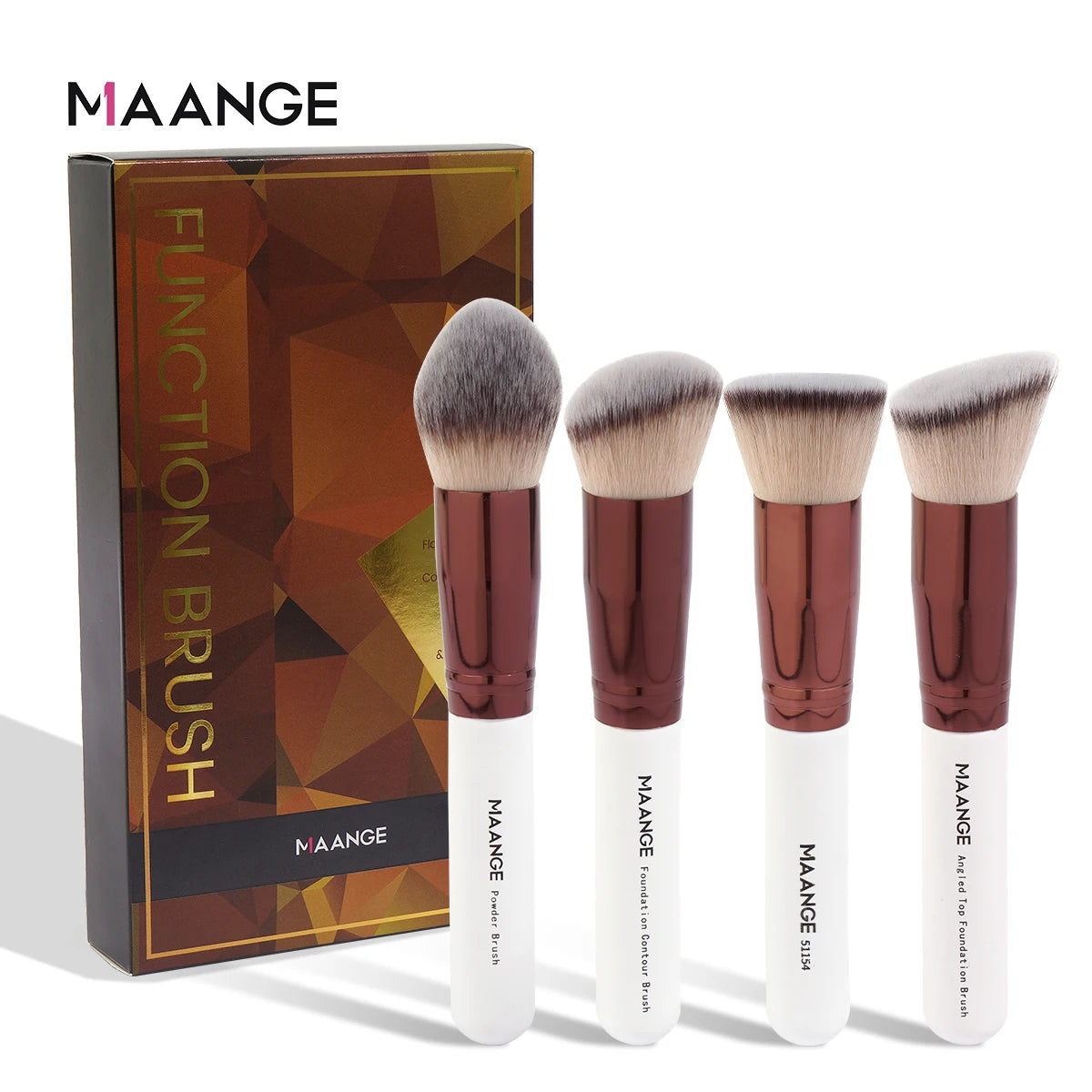 MAANGE 4Pcs Makeup Brushes with Case Foundation Concealer Powder Makeup Brush Soft Dense Bristles Big Cosmetic Brushes Beauty